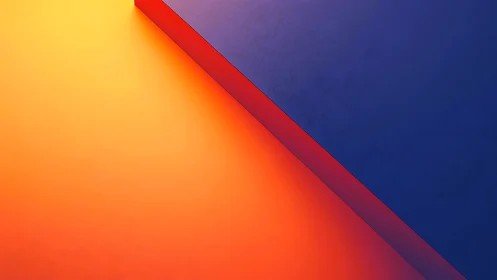 Geometric diagonal plane with orange and blue gradients.