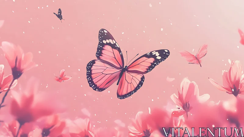 High-key pink butterfly macro with shallow depth and soft bokeh