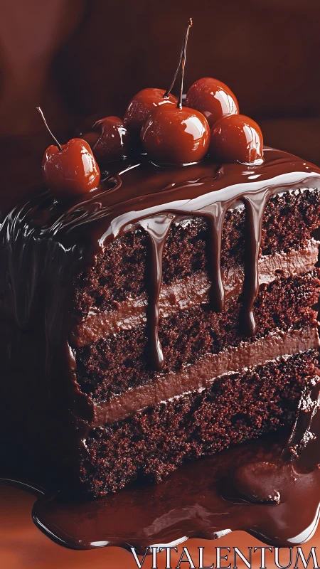 Decadent Chocolate Layer Cake Crowned with Glossy Cherries