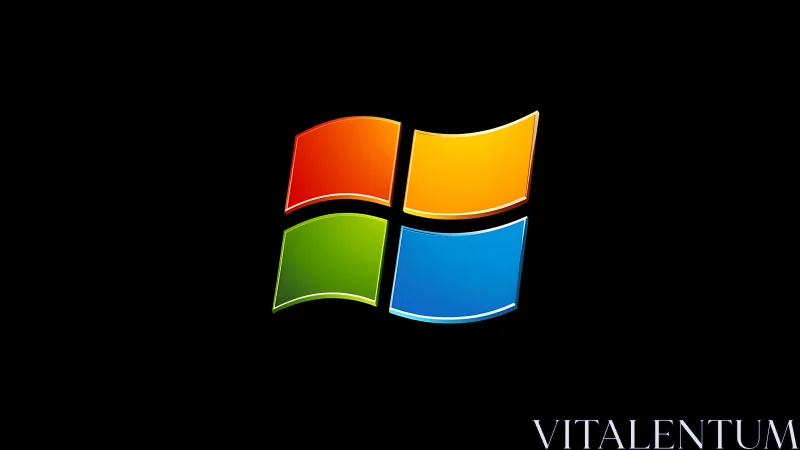 Curved four-color window emblem centered on black field