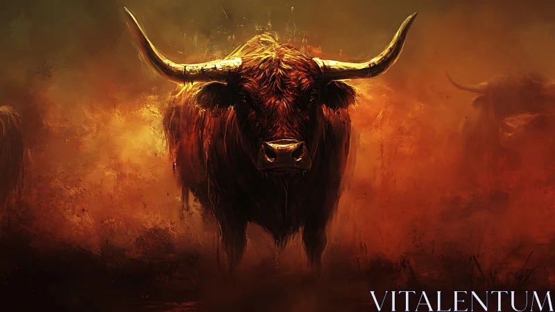 Emberhorn titan walks through wildfire dusk and shadowed rage.