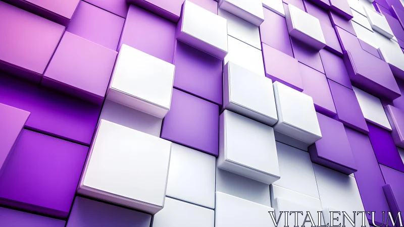 Abstract geometric pattern of purple and white 3D cubes, modern style.