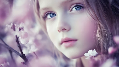 Young Female Portrait With Floral Elements.