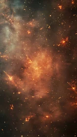 Stellar nebula cloud burns with scattered ember sparks.