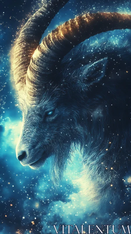 Starlit cosmic ram drifts through glowing nebula dreams.