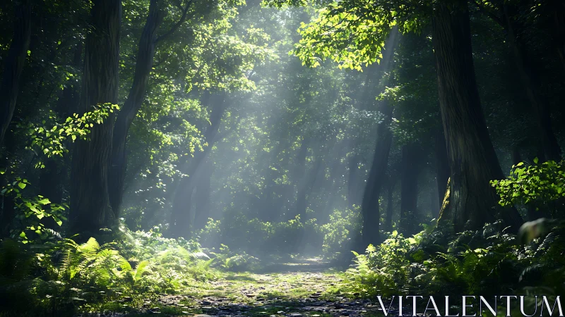 Ancient Forest Cathedral: Sunlit Canopy Dreams.