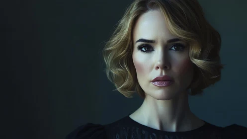 Cinematic digital portrait of woman with soft side lighting