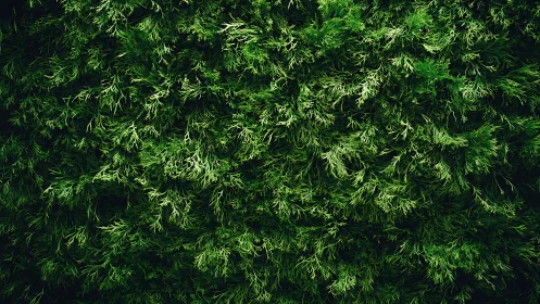 Lush green foliage wall bursting with calm natural texture.