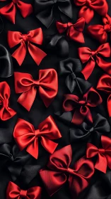 Red and Black Ribbon Bows Composition.