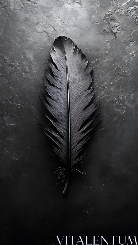 Soft midnight feather resting on a quiet stone surface.