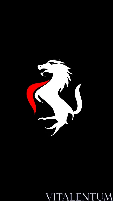 White dragon silhouette with red tongue on black field