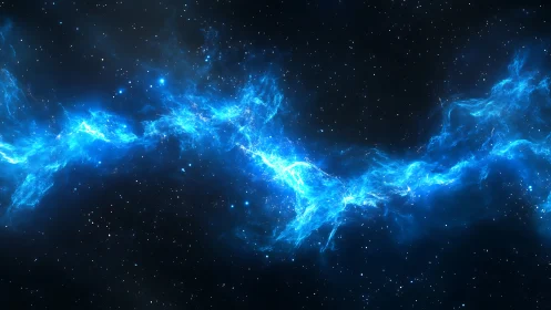 Electric nebula river ignites a starlit cosmic passage.