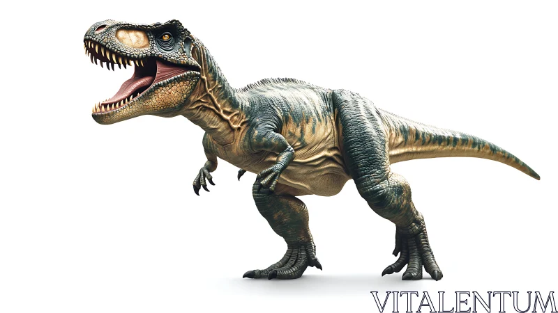 Realistic tyrannosaurus rex render on white background.