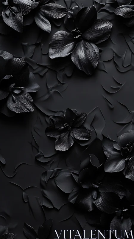Monochrome Floral Composition with Textured Depth.