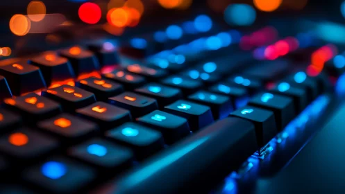 Mechanical keyboard glows with vibrant RGB gaming backlight.