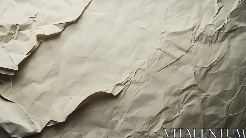 Wrinkled beige paper background with layered creases.