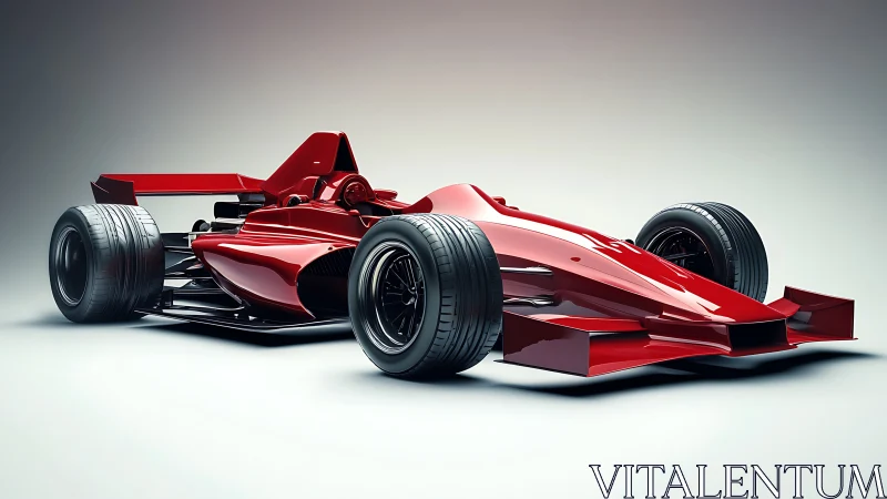 Red open-wheel race car render presents low-profile chassis