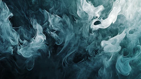 White translucent smoke forms diffuse swirls on dark teal