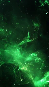 Emerald nebulae swirl like ghostly currents through space