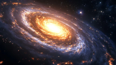 Helically stratified spiral galaxy with incandescent stellar core.