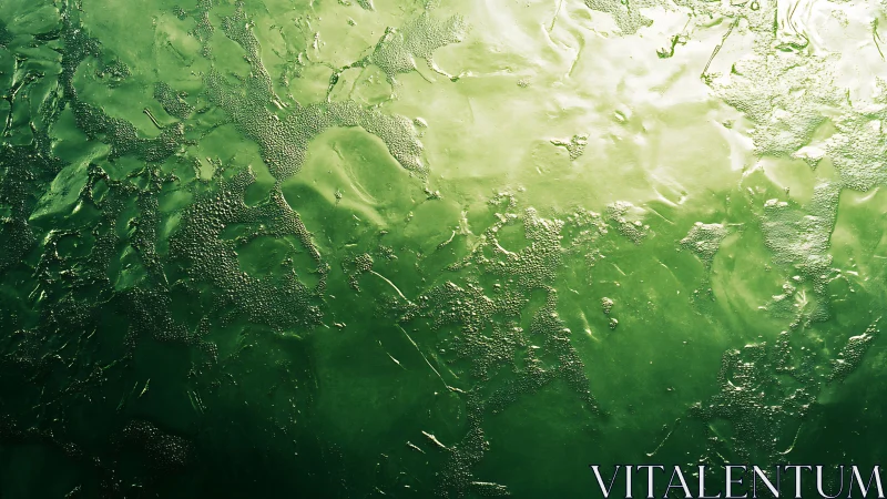 Luminous green textured surface glows with organic patterns.