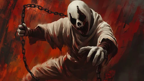 Hooded skeletal wraith lunging forward with rusted chain.