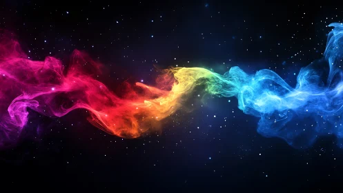 Chromatic nebula stream traverses deep stellar void