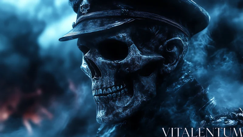 Ghostly warlord skull commander in electric blue fog.