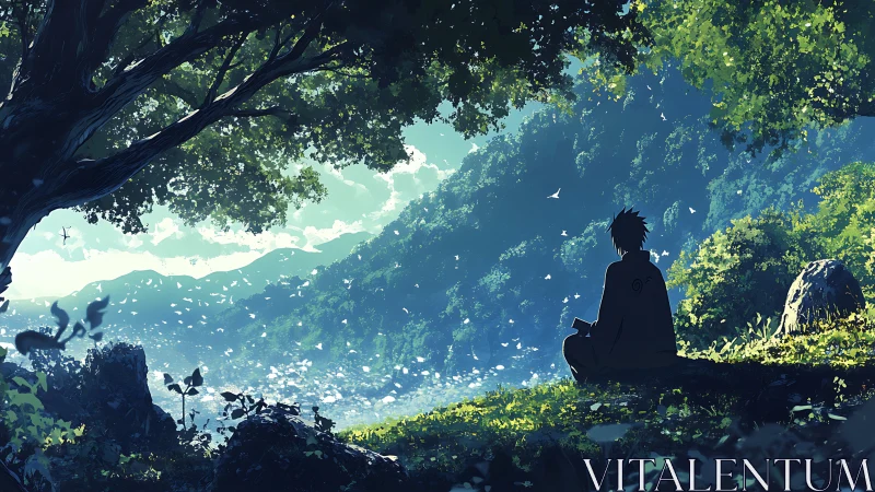 Quiet forest overlook where a lone dreamer meets the sky.