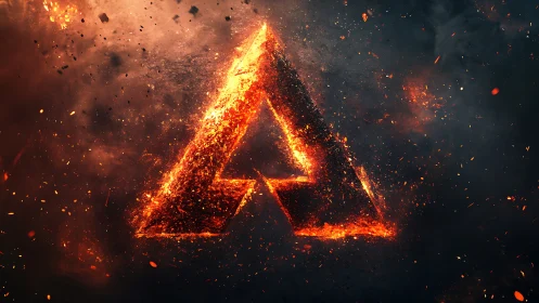 Fiery Triangle Symbol Erupts in Explosive Flames.