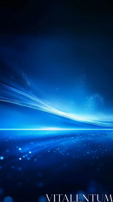 Gentle blue light streams drift calmly across a starry horizon