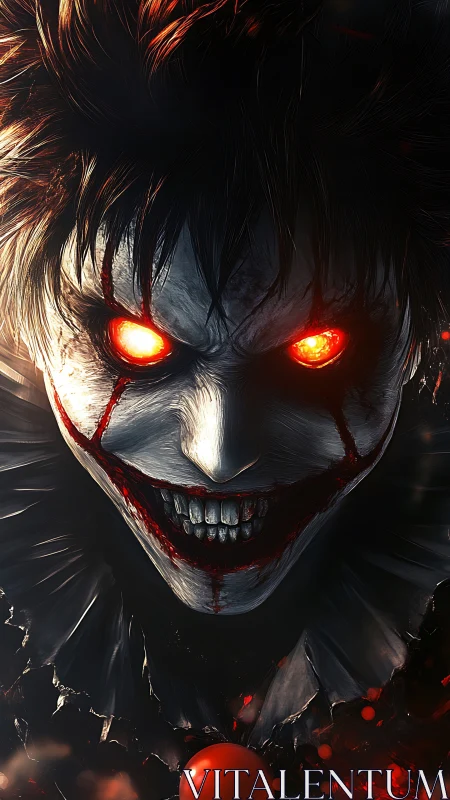 Infernal jester grins as molten eyes carve through night