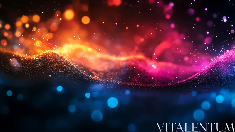 Spectral particle wavefronts forming luminous chromatic fields.