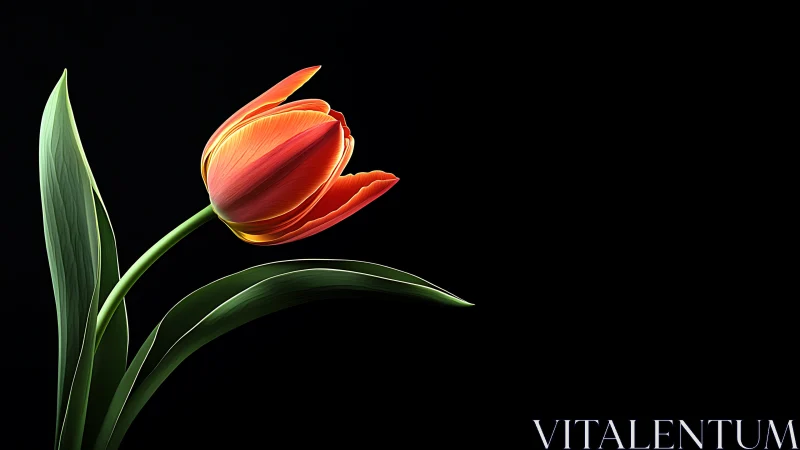 Crimson Tulip Strikes a Pose Against Void