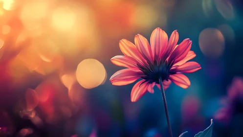 Vibrant Pink Gerbera Daisy Glowing in Sunset Light.