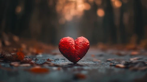 A Solitary Red Heart Glows on the Path.