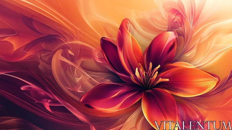Digital abstract floral composition in warm gradient tones.