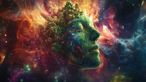 Nebular morphogenesis forms a vegetative cosmic human visage