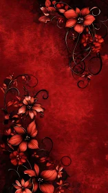 Ornamental Floral Composition in Deep Crimson.