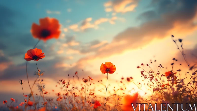 Poppies Blaze Against Golden Hour Skies
