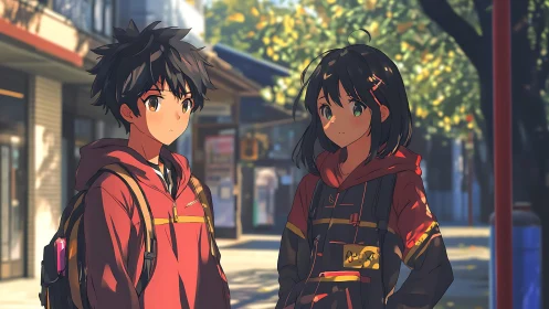 Two after-school friends share a quiet moment in warm light