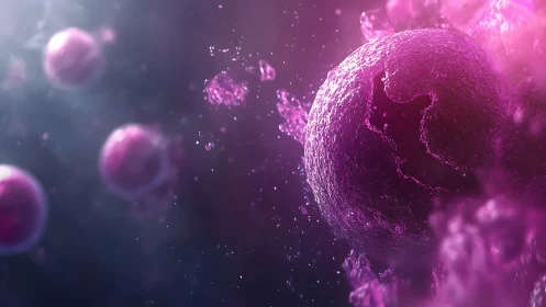 Microscopic magenta cell rendered with high-detail 3D lighting
