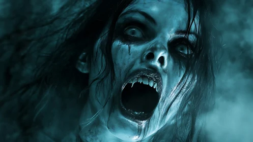 Moonlit scream carves terror into a fog-drowned night