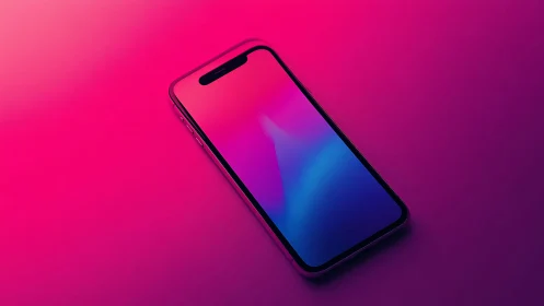 Modern smartphone rendered in vibrant neon gradient aesthetic.