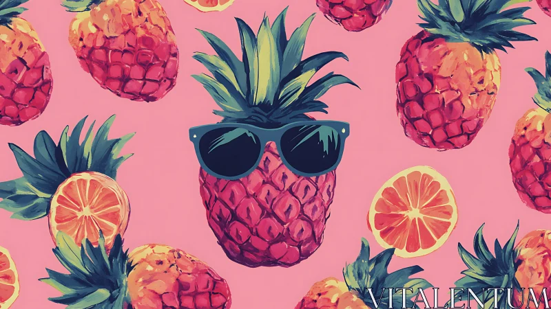 Pop art pineapple portrait with playful tropical repetition.