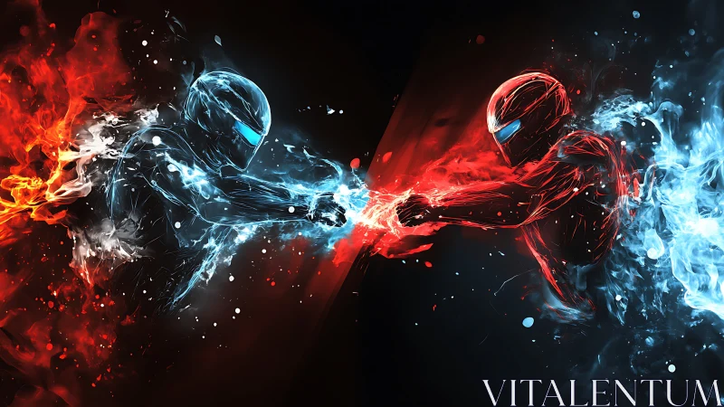 Elemental cyber warriors collide as fire and ice erupt