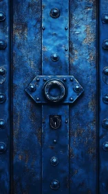 Midnight iron portal with weathered bolts and secret ring.