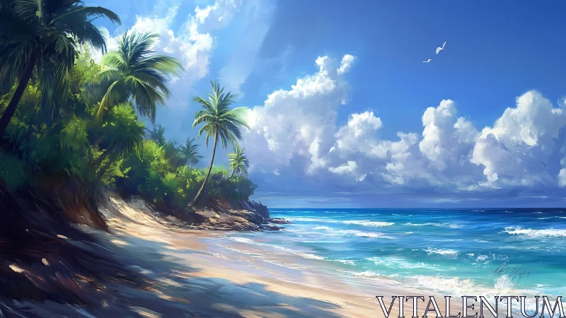 Tropical Paradise Beach at Golden Hour.