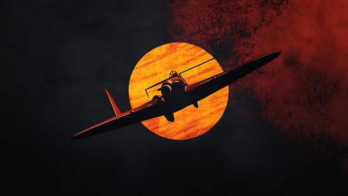 Fiery sunset flyby with a lone plane cutting the sky.