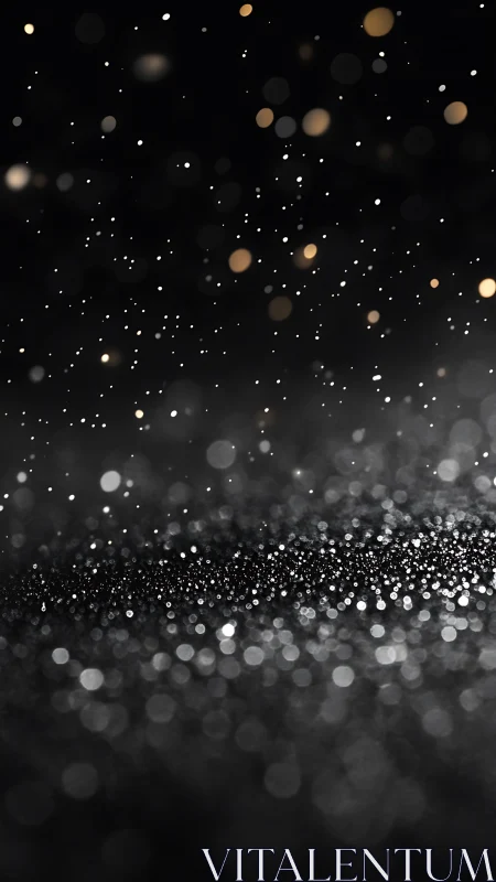 Defocused glitter particles scatter across dark background